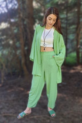 کیمونو و کافتان سبز زنانه بافتنی MODA DERİN - کد 762636158