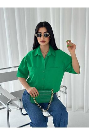 پیراهن سبز زنانه اورسایز Genel Markalar - کد 743266725