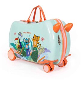 Milk&Moo Jungle Friends Binilebilir Çocuk Valizi, 360° Tekerlekli