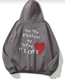 Trendiz Unisex Hope Love Antrasit Sweatshirt Hoodie - Trendiz