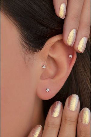 Çelik Yıldız Piercing 6 Mm Tragus Helix Kıkırdak Conch