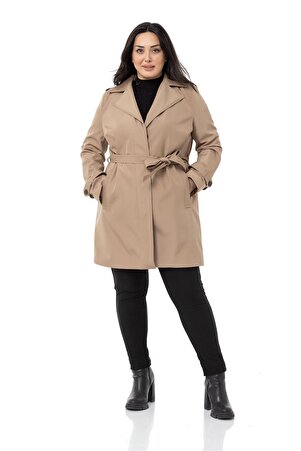 Plus Size Welt Pocket Hidden Buttoned Epaulette-Detail Lined Trench Coat
