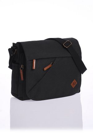 GK56 KANVAS POSTACI ÇANTASI EVRAK OKUL ÜNVERSİTE LAPTOP NOTEBOOK MACBOOK TABLET GÜNLÜK KULLANIM SİY