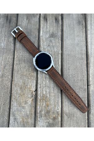 Samsung Galaxy Watch 3 4 5 6 Pro Classic uyumlu hakiki deri akıllı saat kordonu 20mm