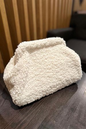 Kadın Peluş Teddy Clutch Portföy Çanta