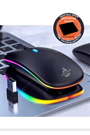 Kablosuz Fare Wireless Mouse 4 Tuşlu Renk Sessiz Şarj Edilebilir Dpı Kontrol