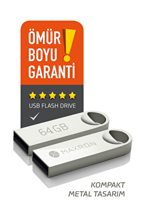 64 GB Flash Bellek Metal Gövde Ömür Boyu Garantili Güvenli Usb Bellek Data Traveler