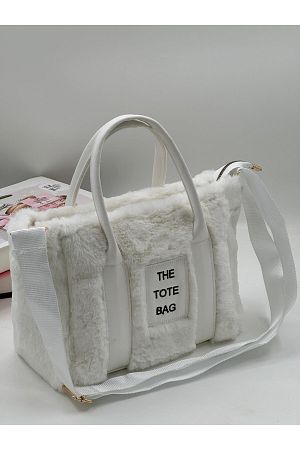 THE TOTE BAG Peluş Uzun Nubuk Kolon Askılı Kadın El ve Omuz Çantası