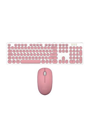 Kablosuz Klavye Mouse Seti Türkçe Q Klavye Sessiz Set Pembe