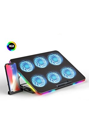 X8 Gaming Cooling Pad Laptop Cooler 6 Fanlı Notebook Soğutucu Led Işıklı Dizüstü Bilgisayar Standı