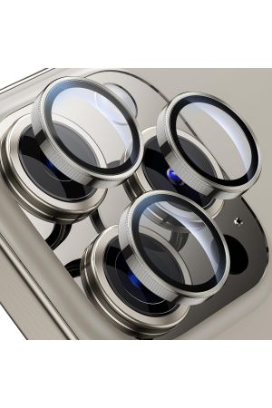 iPhone 15 Pro-15 Pro Max Uyumlu Kamera Lens Koruyucu gri titanyum
