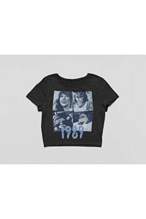 Taylor Swift 1989 Siyah Crop Top Crop Tişört