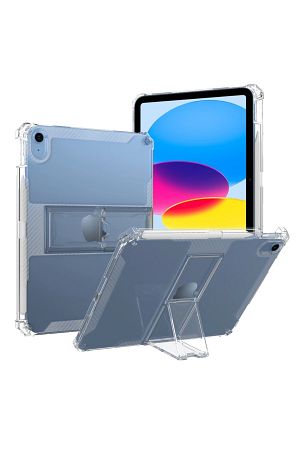 Apple Ipad 10. Nesil 2022 10.9 Inç Uyumlu Özel Tasarım Kalem Bölmeli Kılıf Şeffaf Silikon Standlı