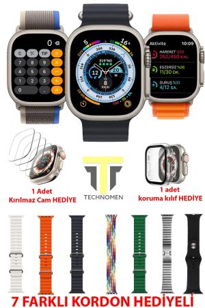 Akıllı Saat Y60 Ultra Plus 7 Kordon Kasa Koruma Kırılmaz Cam Hediyeli Smart Watch