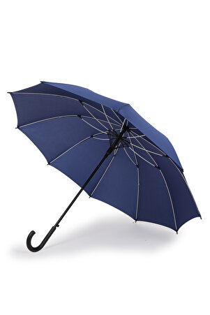 10 Telli Otomatik Fiberglass Protokol Baston Lacivert Yağmur Şemsiyesi [yerli Üretim]