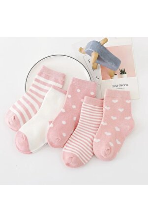 5 Çift Dikişsiz Çok Renkli Çocuk Havlu Rahat Kışlık Çorap
