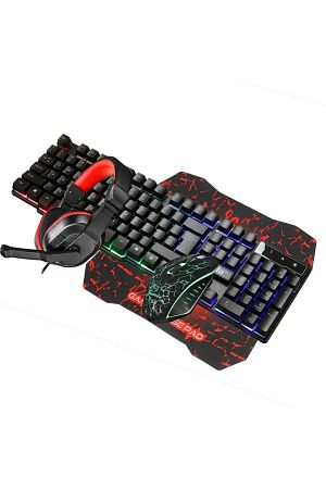 Gaming Klavye Mouse Mousepad Oyuncu Kulaklığı 4in1 Set Karbon Türkçe Q Rgb Işıklı