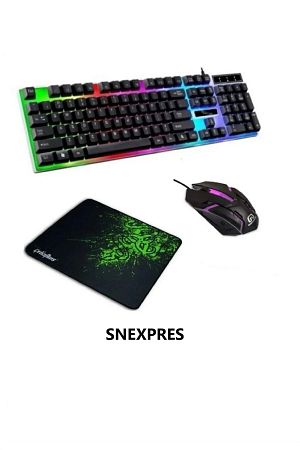 3in1 Oyuncu Klavye Mouse Mause Pad Seti Kablolu Rgb Aydınlatmalı Set Gamer Pc Oyun Seti