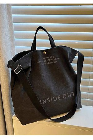 Inside Out Kanvas Tote Siyah Omuz Çantası