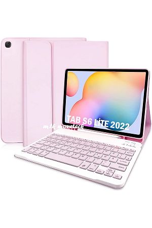 Samsung Galaxy Tab S6 Lite Sm-p610 Uyumlu Tablet Bluetooth Renkli Klavyeli Kalem Bölmeli Kılıf