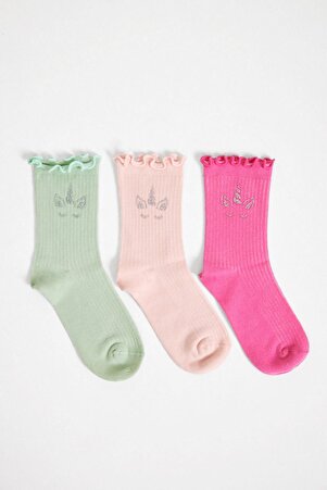 3 Lü Paket Unicorn Kız Çocuk Soket Çorap