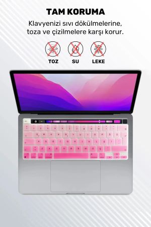 Macbook Pro 13 Inc 2020/2022 M1/m2 A2338 Uyumlu Türkçe Karakterli Silikon Klavye Koruyucu Kılıf