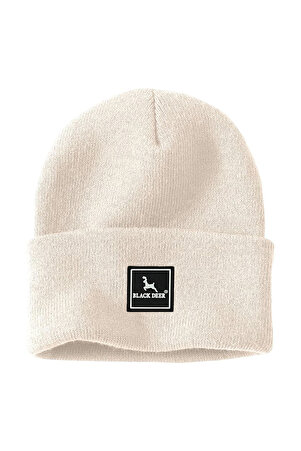Unisex Bej Kışlık Bere Şapka Düz Logolu Yumuşak Triko Basic Akrilik Beanie