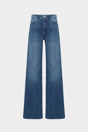 High Waist Wed Leg Mid Blue Extra Geniş Paça Jean