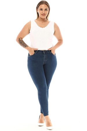 Kadın Yüksek Bel Skinny Fit Jeans Büyük Beden Kot Pantolonc597