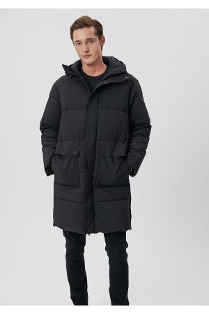 Kapüşonlu Siyah Uzun Parka Oversize / Geniş Kesim 0110213-71379