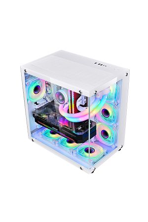 WJCOOLMAN ROBIN2 Uzaktan Kumandalı RGB 7 Fanlı Gaming Akvaryum Beyaz Kasa