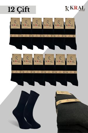 Kral 12'li Yazlık Penye Erkek Orta Uzun Çorap Parfümlü Siyah