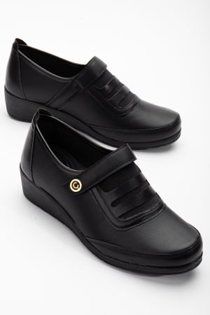W25-1 Siyah Ortopedik Anatomik Cırtlı Anne Ayakkabı Kadın Ayakkabı Günlük Ayakkabı Rahat Ayakkabı