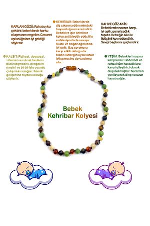 Sertifikalı Bebek Kehribar Kolye (KEHRİBAR, YEŞİM, KAPLAN GÖZÜ, KAHVE GÖZ AKİK, KALSİT)