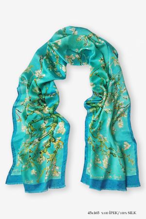 Van Gogh-almond Blossom %100 Ipek Fular 45*165cm 'art On Silk'