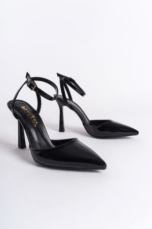 Kadın Siyah Bantlı Topuklu Ayakkabı