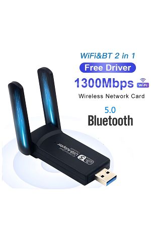 Pc Için Çift Anten Bt5.0 Wifi 2'si Bir Arada Çift Bantlı Ac1300mbps Usb3.0 Wifi Adaptörü