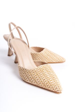 Femme Kadın Sivri Burun Topuklu Arkası Açık Günlük Stiletto Ayakkabı