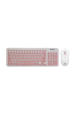 Km-01k Pembe Usb Yuvarlak Tuşlu 3d Mouse Combo Türkçe Klavye + Mouse Set