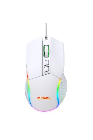 Crossfire V1 12800 Dpi Full Wide RGB Özel ABS Doku Reflex Örgü Kablolu Gaming Mouse Beyaz