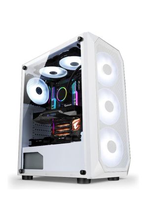 Beyaz Ice Drill 4 RGB Fanlı Mesh Panel ATX PC Gaming Bilgisayar Oyuncu Kasası