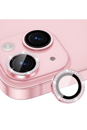 İphone 13 / 13mini Uyumlu 2adt Taşlı Pembe Taşlı Kamera Koruyucu Cam Ve Lens Koruma