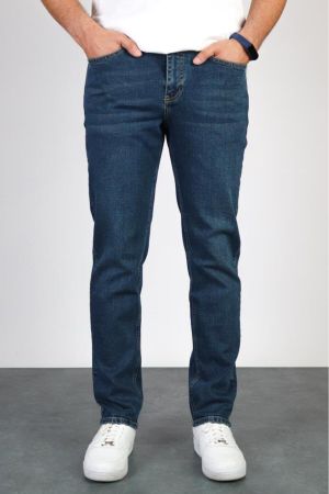 Erkek Okyanus Mavisi Regular Fit Boru Paça Esnek Likralı Denim Jeans Kot Pantolon HLTHE001976