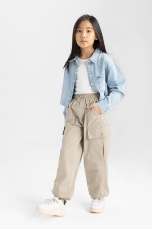 Kız Çocuk Paraşüt Kargo Uzun Paça Pamuklu Pantolon C4568A824SM