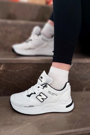 Kadın Beyaz N Yüksek Taban Ortopedik Günlük Sneakers Spor Ayakkabı Rm0692