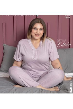 Kadın Büyük Beden Kısa Kol Pijama Takımı