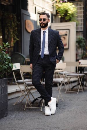 İtalyan Kesim Kruvaze Erkek Lacivert Takım Elbise - Slım Fıt SD4859