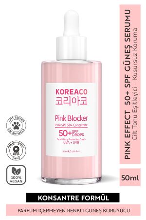 Blocker Pink %100 Saf SPF 50+ Ton Eşitleyici Yüksek UVB+UVA Korumalı 50ml Güneş Serumu