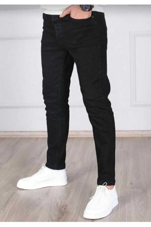 Erkek Kot Pantolon Likralı Kot Pantolon Pamuklu Siyah Fit Jeans Düz Kot Pantolon