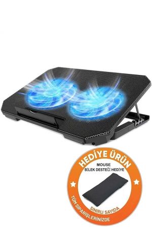 Laptop Notebook Soğutucu Ledli Çift Fanlı 2 Usb Led Işıklı Dizüstü Bilgisayar Standı